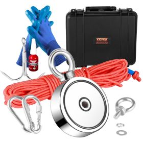 VEVOR Magnet Fishing Kit, 1200lbs 2.95inch Diameter Double Sided Fishing Magnets, Strong Neodymium Magnet with Heavy Duty 65FT Rope, Grappling Ho